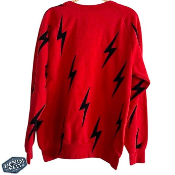 Aviator Natiom Unisex Red/Black Repeat Bolt Stitch Crewneck/Sweatshirt!! - Picture 2 of 11